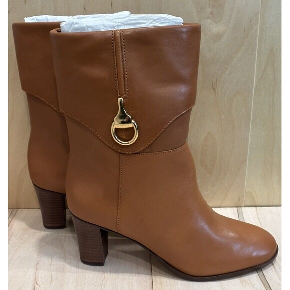 Arezzo Womens VIVIAN Brown Roasted Caramel Leather Round Toe Casual Booties 7.5M - Picture 2 of 7